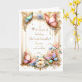 Vier Fantasy Butterflies Kaart (Gele Bloem)