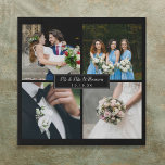 Vier favoriete trouwfoto's collage imitatie canvas print<br><div class="desc">Pas uw vier favoriete trouwfoto's aan met uw naam en speciale datum om een unieke foto-collage,  geheugen en geschenk te creëer. Een heerlijk koepel voor de schat! U kunt de achtergrond aanpassen aan uw favoriete kleur. Ontworpen door: Thisnotme©</div>