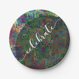 Vier feest: Abstract Kleurrijk Confetti Afstuderen Papieren Bordje
