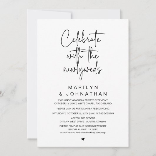 Vier Feest Met De Jonggehuwden, Bruiloftsdiner Kaart (Voorkant)