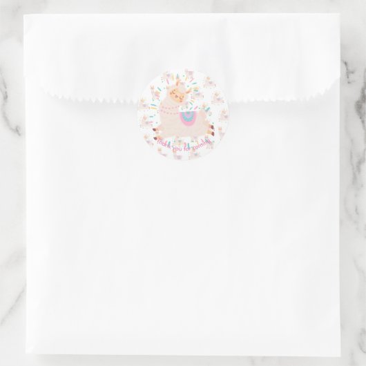 Vier feest met Llama Fun Ronde Sticker (Tas)