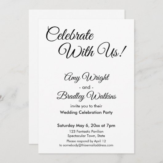 Vier Feest Met Ons! Eenvoudige Black & White Ontva Kaart (Voorkant / Achterkant)