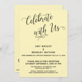 Vier Feest met Ons Elegant Geel Ontvangst-Only Kaart (Voorkant / Achterkant)