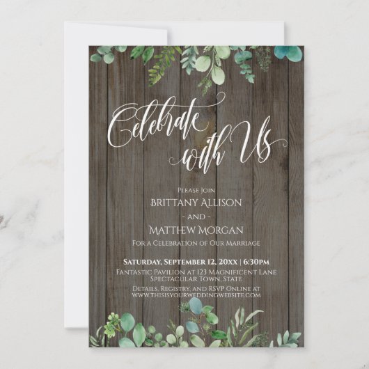 Vier Feest met Ons Elegante Lettertype Eucalyptus Kaart (Voorkant)