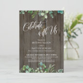 Vier Feest met Ons Elegante Lettertype Eucalyptus Kaart (Staand voorkant)