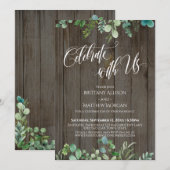 Vier Feest met Ons Elegante Lettertype Eucalyptus Kaart (Voorkant / Achterkant)