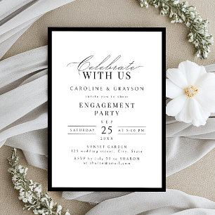 Vier Feest Met Ons! Elegante Typografie Bruiloft  Kaart