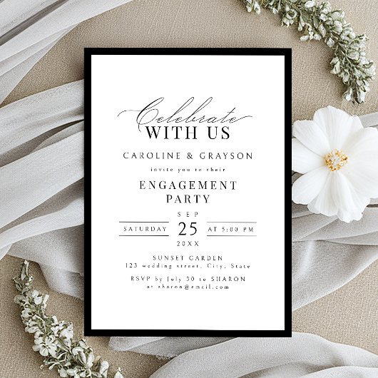 Vier Feest Met Ons! Elegante Typografie Bruiloft  Kaart