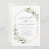 Vier Feest Met Ons! Groene Geometrische Trouw  Kaart (Voorkant / Achterkant)