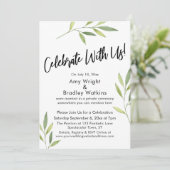 Vier Feest Met Ons! Groene Waterverf Blad Kaart (Staand voorkant)