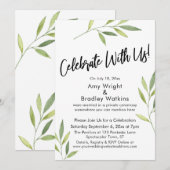 Vier Feest Met Ons! Groene Waterverf Blad Kaart (Voorkant / Achterkant)