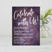 Vier Feest Met Ons! Handgeschreven met Grunge Boke Kaart (Staand voorkant)