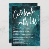 Vier Feest Met Ons! Handgeschreven Vet Turkoois Gr Kaart (Voorkant / Achterkant)