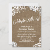 Vier Feest Met Ons! Jute Kant Bloem Licht Feest Kaart (Voorkant)