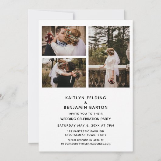 Vier Feest Met Ons! Minimalistisch Goud Handgeschr Kaart (Achterkant)