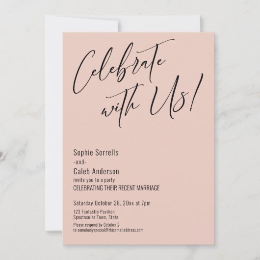 Vier Feest met Ons! Moderne Roze Trouwfeest Verjaa Kaart (Voorkant)