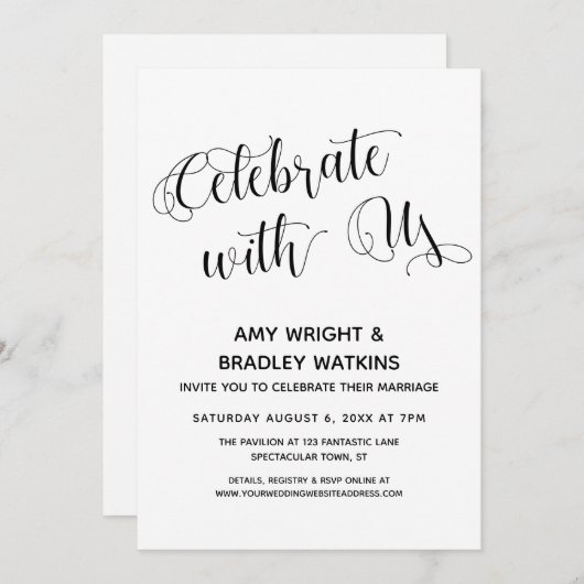 "Vier Feest met Ons" Ontvangst na de bruiloft alle Kaart (Voorkant / Achterkant)