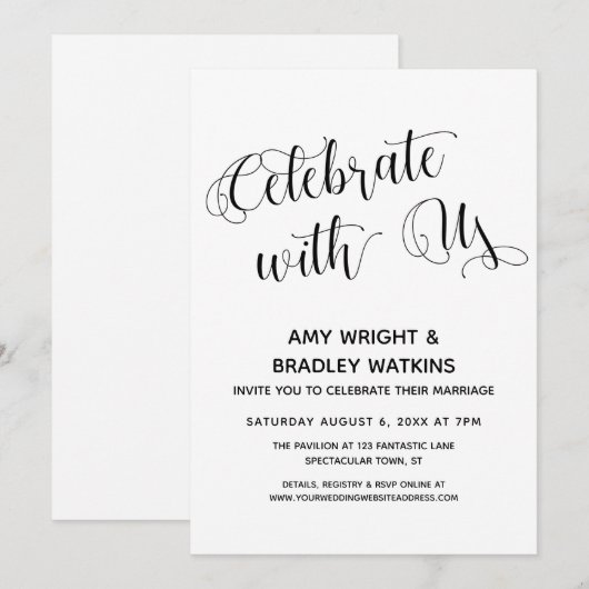 "Vier Feest met Ons" Ontvangst na de Trouwreceptie Kaart (Voorkant / Achterkant)