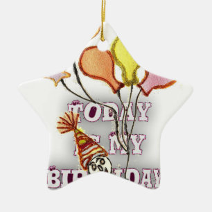 Vier feest met onze speelse verjaardagsgroet Geluk Keramisch Ornament