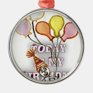 Vier feest met onze speelse verjaardagsgroet Geluk Metalen Ornament