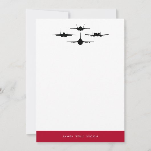 Vier Fighter Jet Silhouette Personal Stationery Bedankkaart (Voorkant)