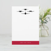 Vier Fighter Jet Silhouette Personal Stationery Bedankkaart (Staand voorkant)