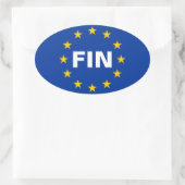VIER Finland "FIN" vlag van de Europese Unie Ovale Sticker (Tas)