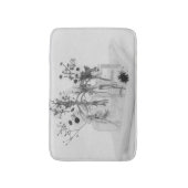 Vier flessen en witte bloemen badmat (Voorkant Verticaal)