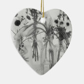 Vier flessen en witte bloemen keramisch ornament (Rechts)