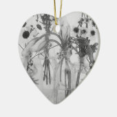 Vier flessen en witte bloemen keramisch ornament (Links)