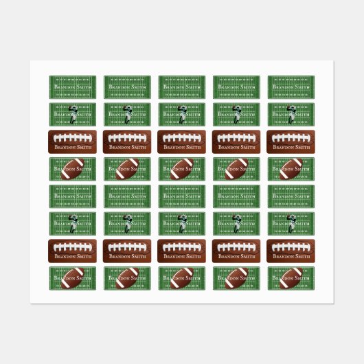 Vier Footballs Design Naam Markeringen Labels (Vel)