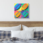 Vier Footballs in verschillende kleuren Canvas Afdruk (Insitu (Slaapkamer))