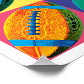 Vier Footballs in verschillende kleuren Poster (Hoek)