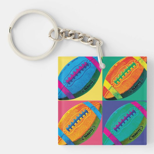 Vier Footballs in verschillende kleuren Sleutelhanger (Voorkant)