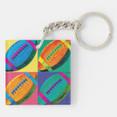 Vier Footballs in verschillende kleuren Sleutelhanger (Achterkant)