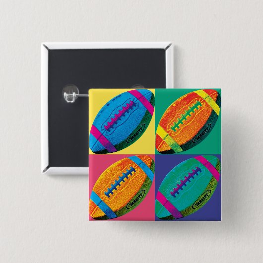 Vier Footballs in verschillende kleuren Vierkante Button 5,1 Cm (Voorkant /achterkant)