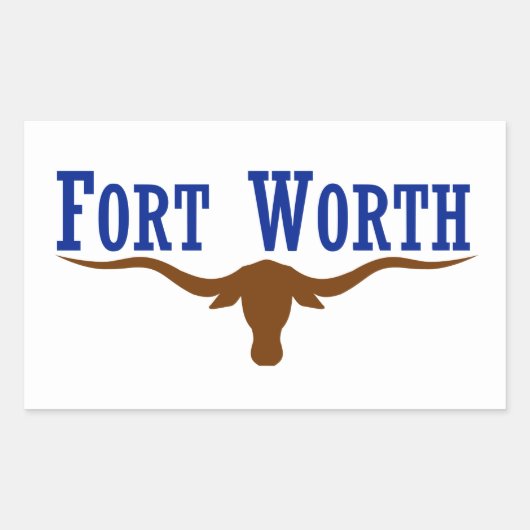 VIER Fort Worth Flag Rechthoekige Sticker (Voorkant)