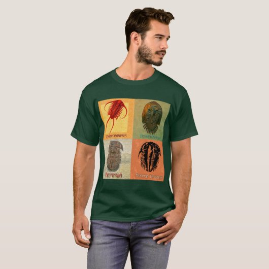 Vier Fossil Trilobite Montage T-shirt (Voorkant volledig)