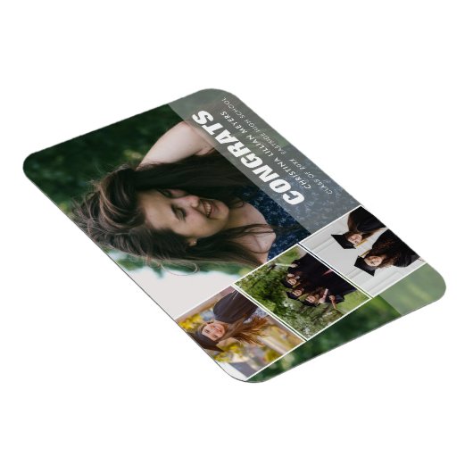 Vier foto-Afstuderen CONGRATS Collage Magneet (Rechterzijde)