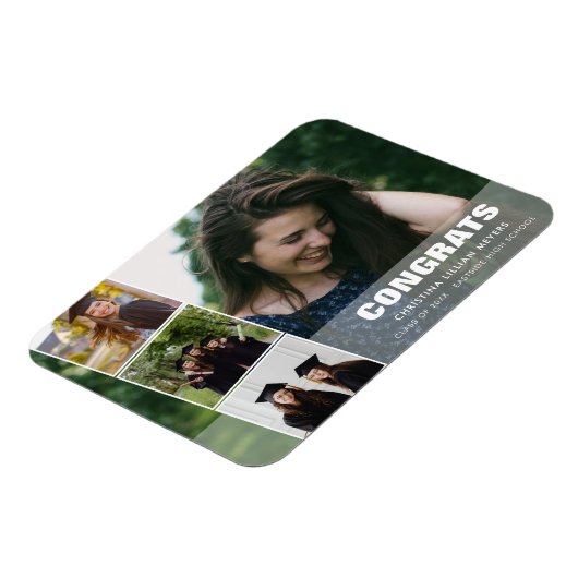 Vier foto-Afstuderen CONGRATS Collage Magneet (Linkerzijde)