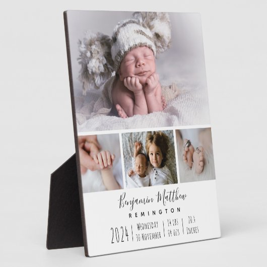 Vier Foto Baby Birth Stats Keepomwille Plaque Fotoplaat (Zijkant)