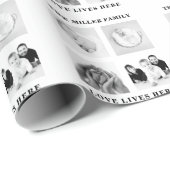 Vier foto collage familie monogram citaat cadeaupapier (Rol Hoek)