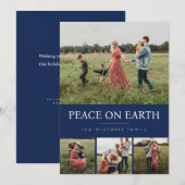 Vier foto-collage kerstkaart - Navy (Voorkant / Achterkant)