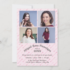 Vier foto collage roze pijlen - Afstudeeraankondig Kaart