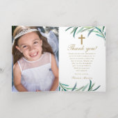 Vier foto groen eerste communie folie wenskaart (Binnenlaag)