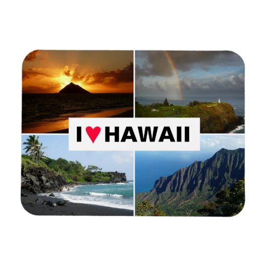 Vier foto Hawaii collage souvenir Magneet (Horizontaal)