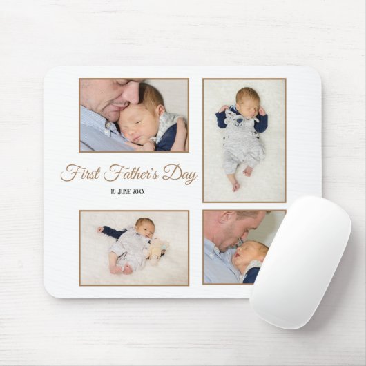 Vier foto-inklage First Fathers Day Script Muismat (Met muis)
