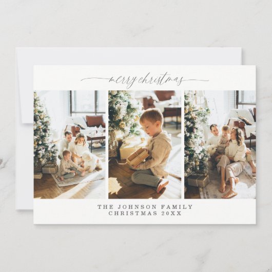 Vier foto kerst Kaart Warmste wensen (Voorkant)