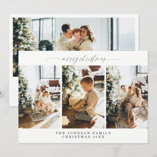 Vier foto kerst Kaart Warmste wensen (Voorkant / Achterkant)
