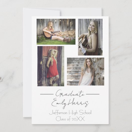 Vier Foto, Klasse Graduation Party Kaart (Voorkant)